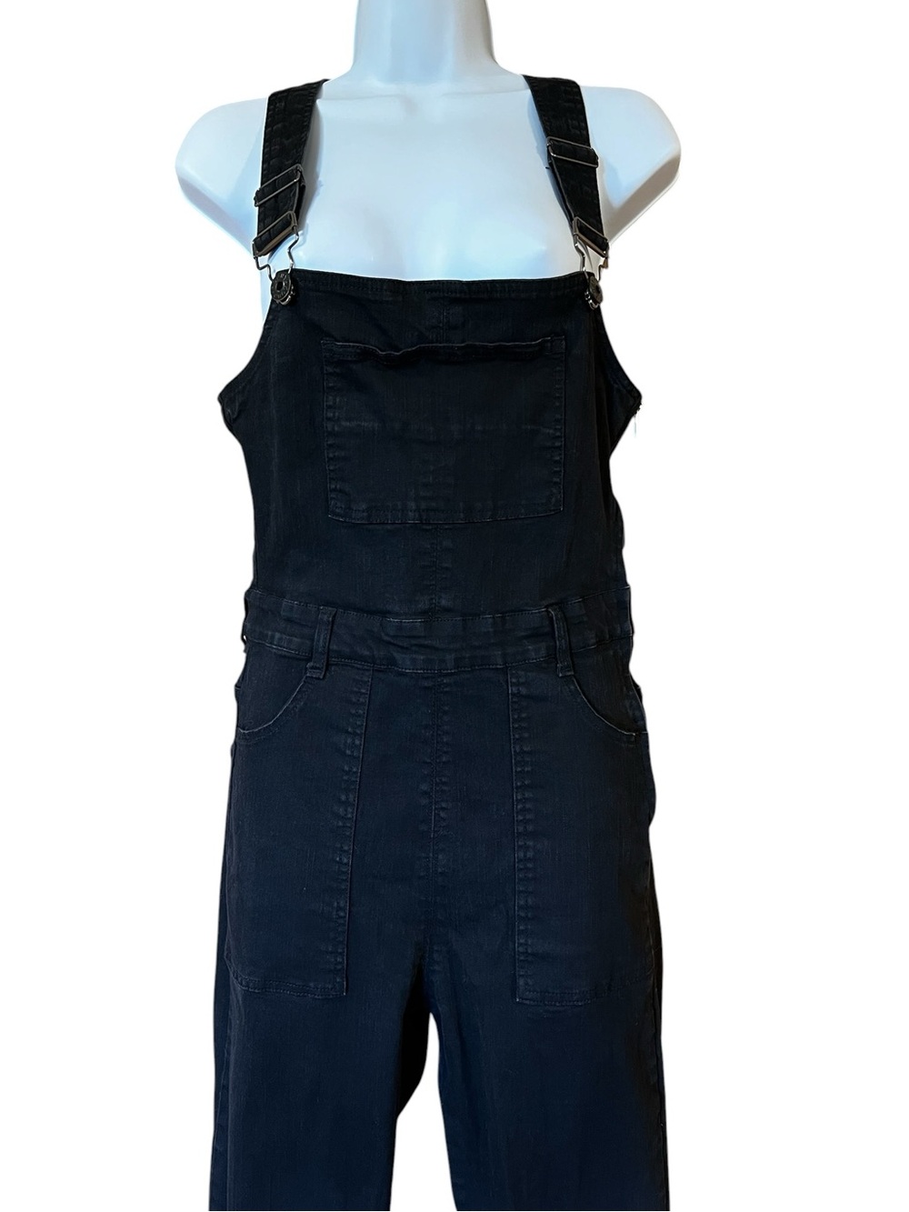 Torn by Ronny Kobo Denim Flare Leg Overalls Black Wash Size 27 Contemporary - Picture 2 of 7